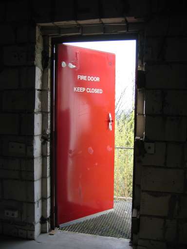 NSA Field Station Teufelsberg,  2004 : IMG_8855 : fire exit out of the computer building 1475