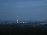 NSA Field Station Teufelsberg,  2004 : IMG_9558 Berlin dusk.  radio tower (Funkturm) Westberlin visible