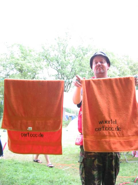 What the Hack, Netherlands, 2005  : what_the_hack_IMG_450-5054 : cert-towels, personalized